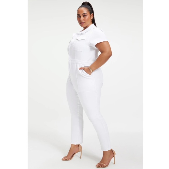 GOOD AMERICAN Denim Fit For Success Jumpsuit In White Size 4 - Picture 4 of 17